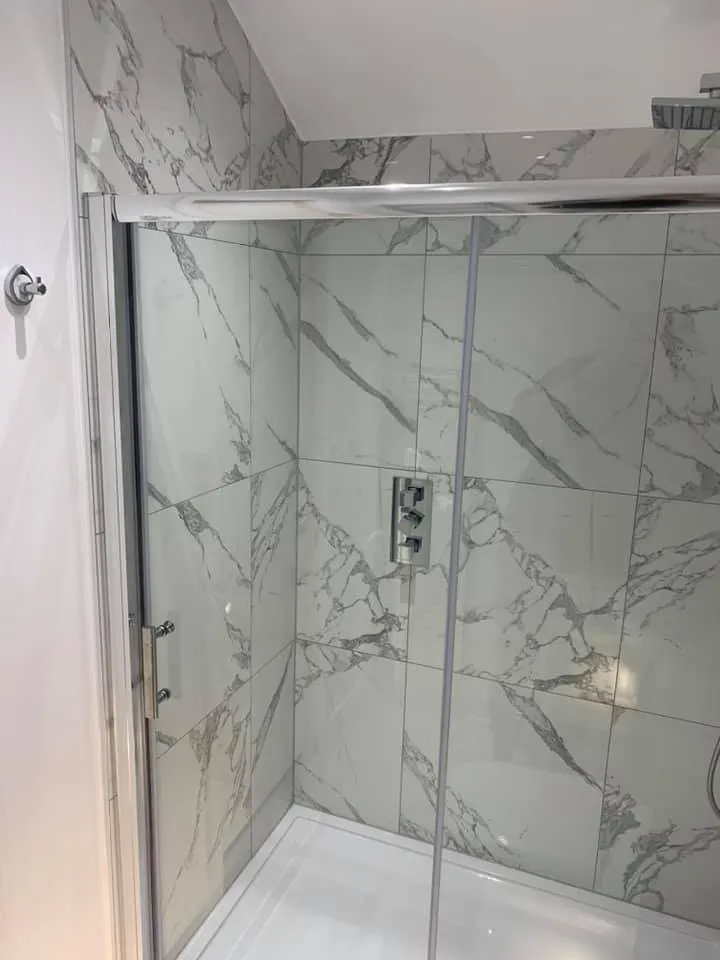 marbled shower room