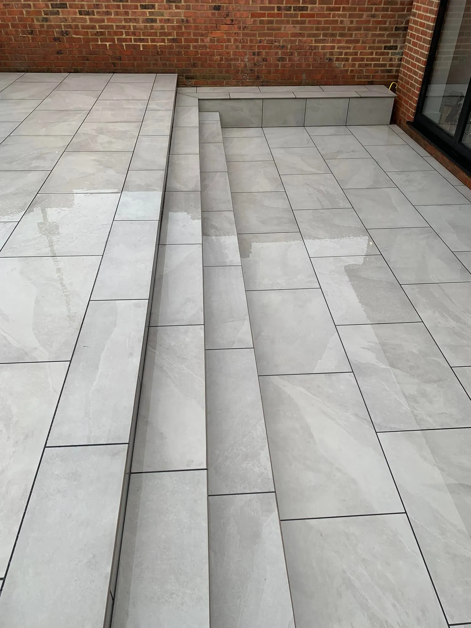 steps into paved area